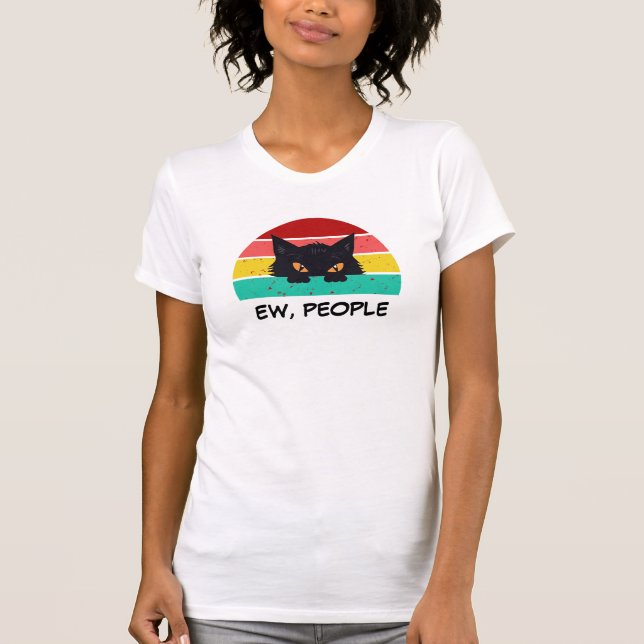 Halloween Black Cat Tee, Funny EW, People Graphic T Shirt (Framsida)