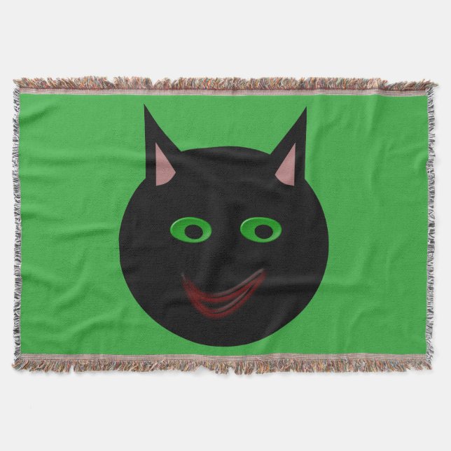 Halloween Black Cat Throw Blanket Filt (Framsidan)