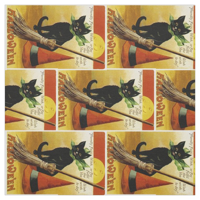 Halloween Black Cat Tyg (Provkarta)