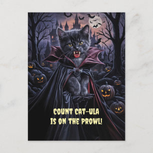 Halloween Black Cat Vampire Cute Funny Helg Vykort