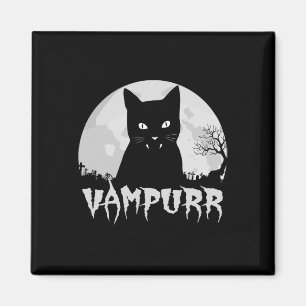 Halloween Black Cat Vampire med fullkomligt måne - Magnet