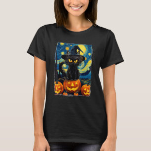 Halloween Black Cat VAN GOGH Mamma i Starry Nig T Shirt