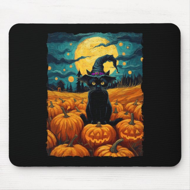 Halloween Black Cat Van Gogh Witch Kawaii Pumpkin Musmatta (Framsidan)