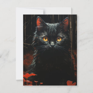 Halloween Black Cat Vykort
