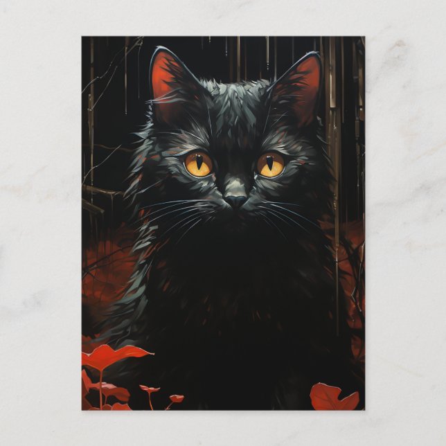 Halloween Black Cat Vykort (Framsida)