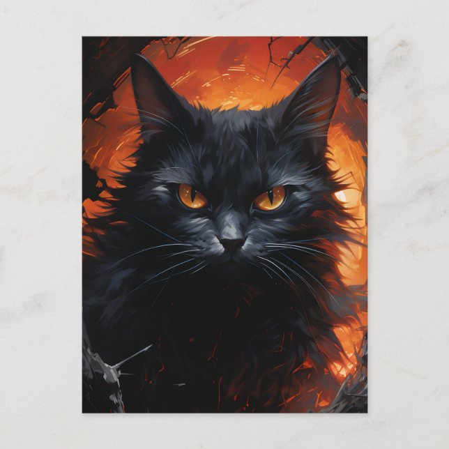 Halloween Black Cat Vykort (Framsida)