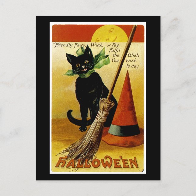 Halloween Black Cat Vykort (Framsida)