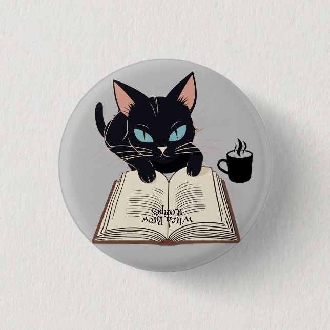 Halloween Black Cat Witch Brew Recipe Pin! Knapp (Framsida)