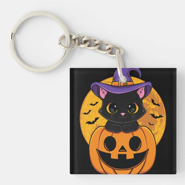 Halloween Black Cat Witch Hat Pumpkin För barn Gir (Framsidan)