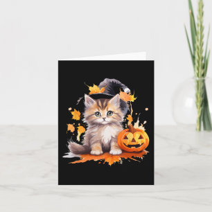 Halloween Black Cat Witch Hat Pumpkin För barn Gir Kort