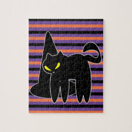 Halloween Black Cat Witch Hat Rand Pussel