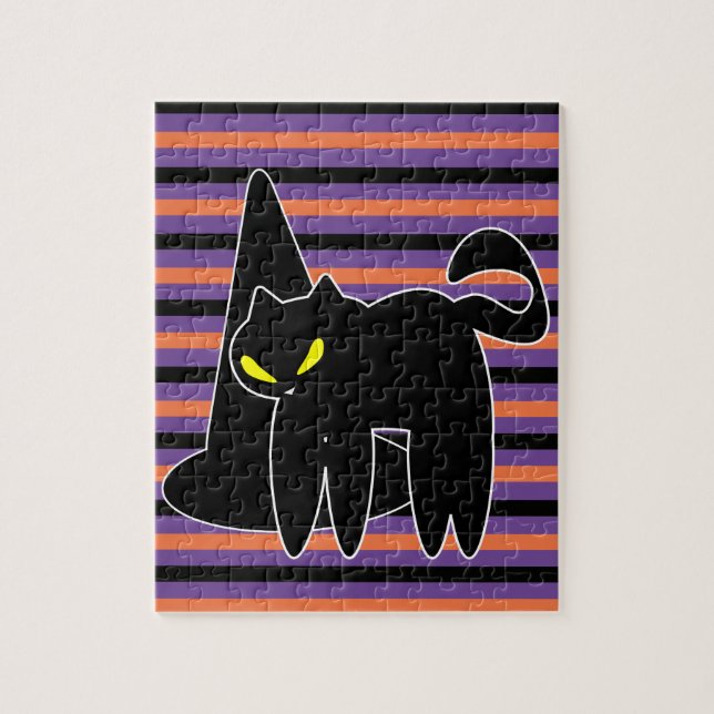 Halloween Black Cat Witch Hat Rand Pussel (Vertikal)