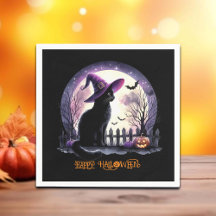 Halloween Black Cat Witch och Fladdermus