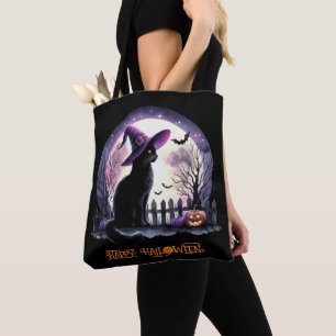 Halloween Black Cat Witch och Fladdermus Tygkasse