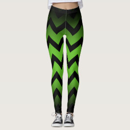 Halloween Black chevron rand linjer grönt Leggings