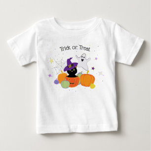 Halloween Black Cute Cat och Pumpkins T Shirt