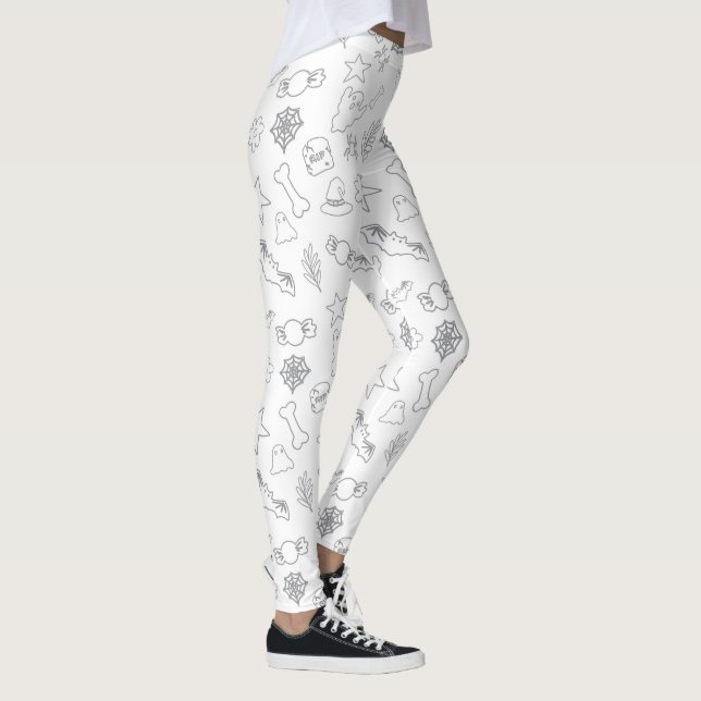 Halloween Black-Dekorationer på vit Leggings (Höger)