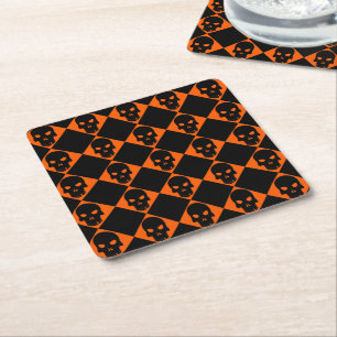 Halloween Black-Döskallar Underlägg Papper Kvadrat