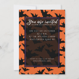 Halloween Black fladdermus orange coola pooky möns Inbjudningar