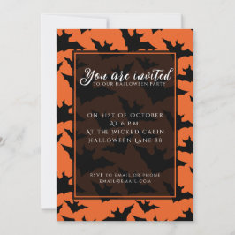 Halloween Black fladdermus orange coola pooky möns Inbjudningar