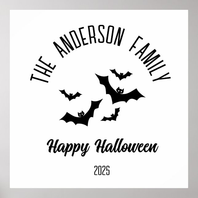 Halloween Black Fladdermus Personlig Namn år Poster (Framsidan)
