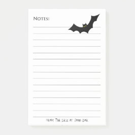 Halloween Black Fladdermus Silhouette - LINGA Whit Post-it Block