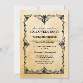 Halloween Black Gothic Fladdermus Ram Party Inbjud Inbjudningar