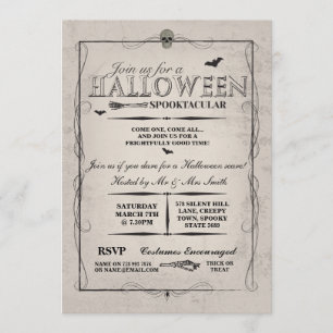Halloween Black Gothic Skeleton Skull Party Inbjud Inbjudningar