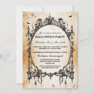 Halloween Black Gothic Spider Ram Party Inbjudan