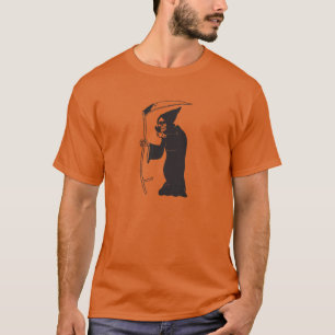 Halloween Black Grim Reaper Line Teckning T-shirt