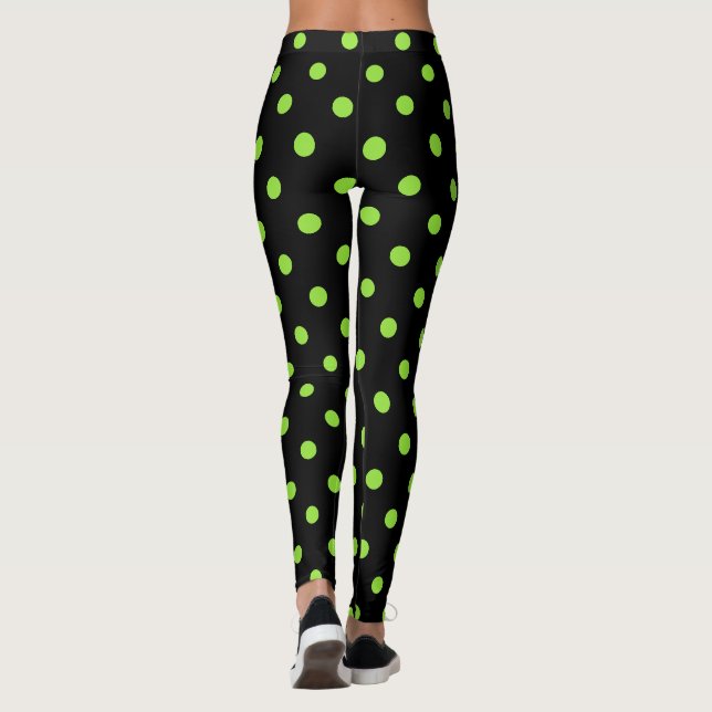 Halloween Black Grönt Polka dots Mönster Costume Leggings (Baksida)
