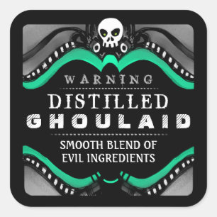Halloween Black Grönt & White Drink eller Treat La Fyrkantigt Klistermärke