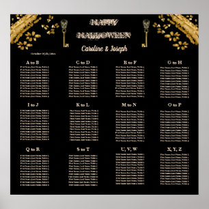 Halloween Black & Guld Döskallar & Guld-sätesdiagr Poster