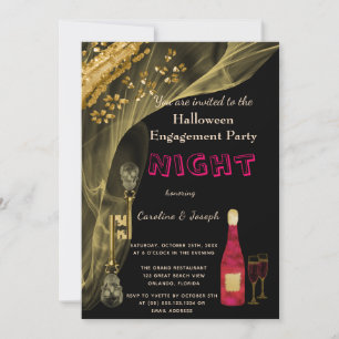 Halloween Black & Guld Skull Nycklar Förlovningsfe Inbjudningar