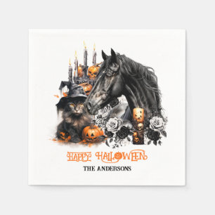 Halloween Black Horse Black Cat pooky Pappersservett