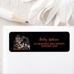 Halloween Black Horse Black Cat pooky Returadress Etikett
