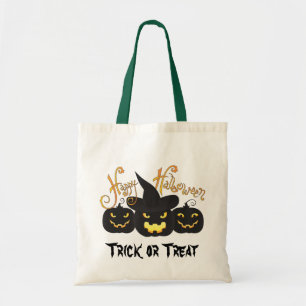 Halloween Black Jack O'Lanterns Bag Tygkasse