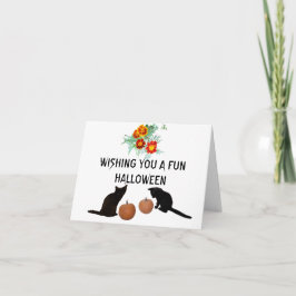 Halloween Black Kittens Orange Pumpkins Marigolds Kort