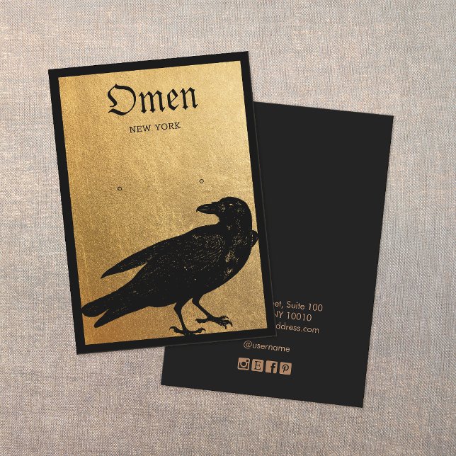 Halloween Black Kråka Guld Earring Visitkort (Skapare uppladdad)