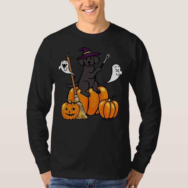 Halloween Black Labrador Magic Trollspö T Shirt (Framsida)