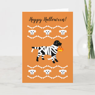 Halloween Black Labrador Mummy Kort