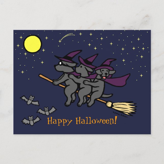 Halloween Black Labrador Riders! Vykort (Framsida)