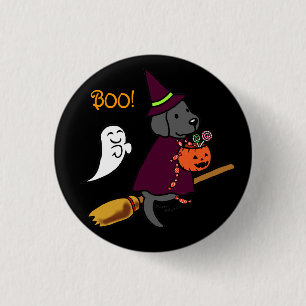 Halloween Black Labrador Tecknad 1 Knapp