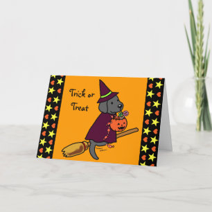 Halloween Black Labrador Tecknad 1 Kort