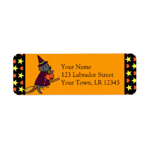Halloween Black Labrador Tecknad 1 Returadress Etikett