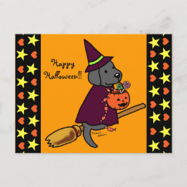 Halloween Black Labrador Tecknad 1 Vykort