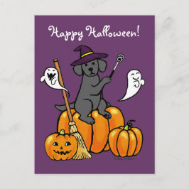 Halloween Black Labrador Tecknad 2 Vykort