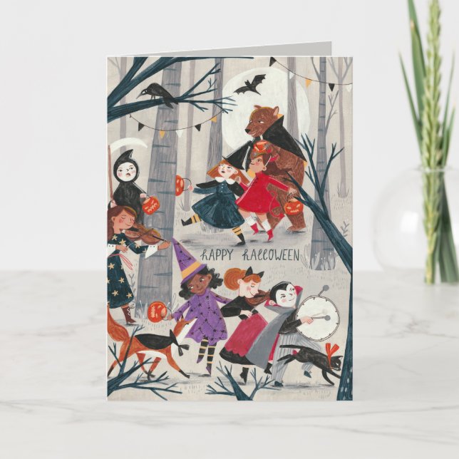 Halloween Black och Red Costume parad Kort (Framsida)