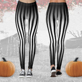 Halloween Black och white lodrät rand ombre Leggings