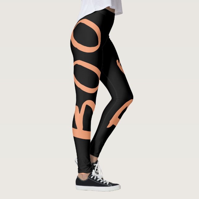 Halloween Black Orange Boo Leggings (Höger)